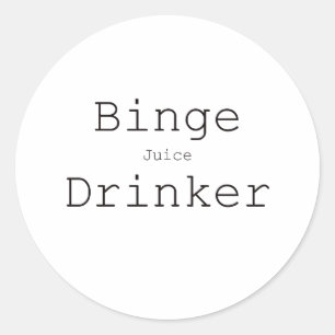 Binge Juice Drinker Zwart Blauw Rood Ronde Sticker