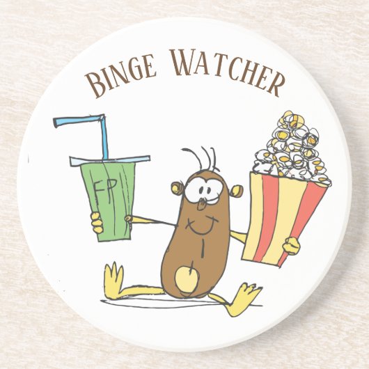 Binge Watcher Zandsteen Onderzetter (Voorkant)