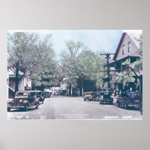 Bingham Maine - Main Street met Old Cars Poster
