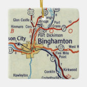 Binghamton NY 50's Map Keramisch Ornament (Voorkant)