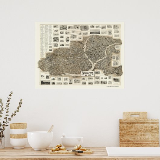 Binghamton, NY Panoramic Map - 1901 Poster (Keuken)