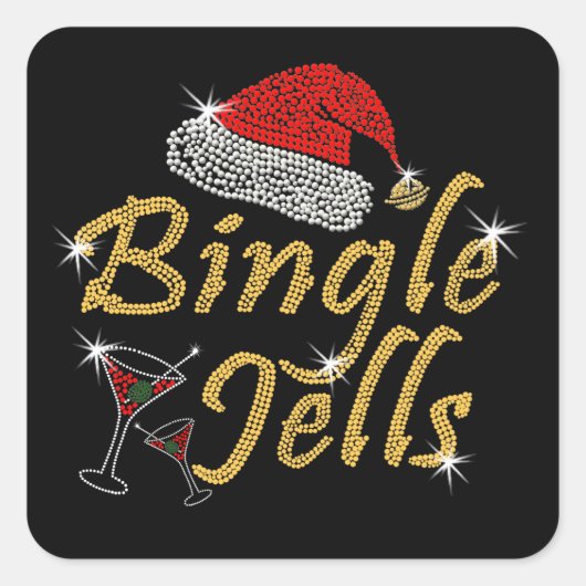 Bingle Jells Tipsy Kerstmis Vierkante Sticker (Voorkant)