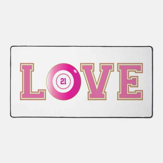 Bingo 21ste Verjaardag Schattige Roze en Wit Bureaumat (Voorkant)