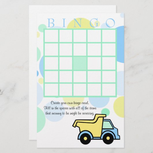 Bingo Baby shower Bingo (Voorkant / Achterkant)