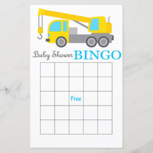 Bingo baby shower bouwkraan