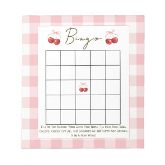 Bingo baby shower spel Cherry Sweet Notitieblok