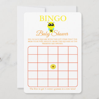 Bingo, Baby shower spel Kaart Flyer, Baby Bee