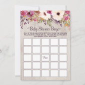 Bingo Baby shower Spel Rustieke Boho Bloemen Bloem Kaart (Voorkant)