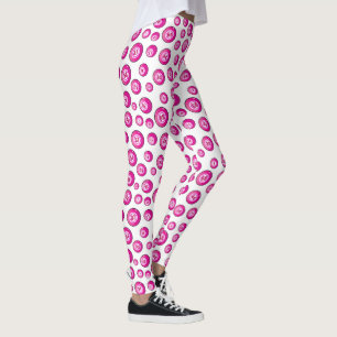 Bingo ballen roze wit patroon leggings