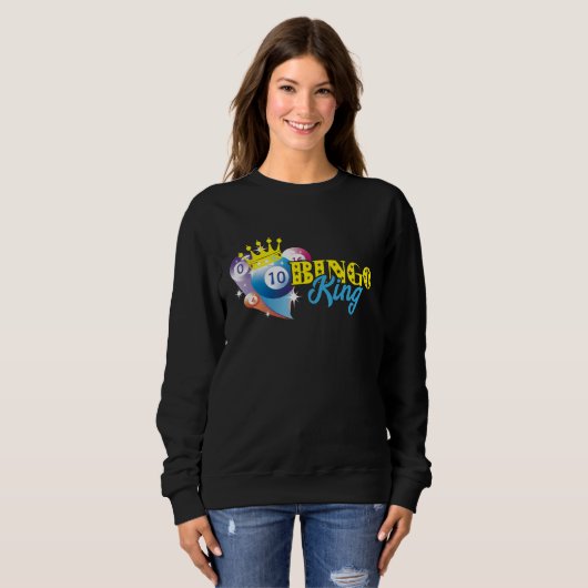 Bingo Balls Bingo King Crown Lucky Bingo Player Ga Trui (Voorkant volledig)