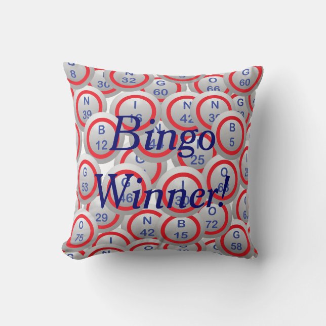 Bingo Balls Bingo Winner in Blue Kussen (Voorkant)