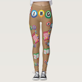 BINGO Balls Brown BKGD Leggings