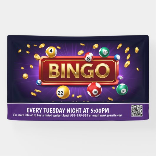 Bingo Bannière de nuit PTO PTA Eglise Bannière (Horizontal)