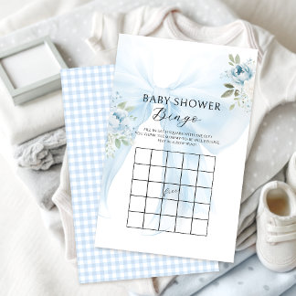Bingo Bloemrijke Blauwe Strik Baby Jongens Shower 