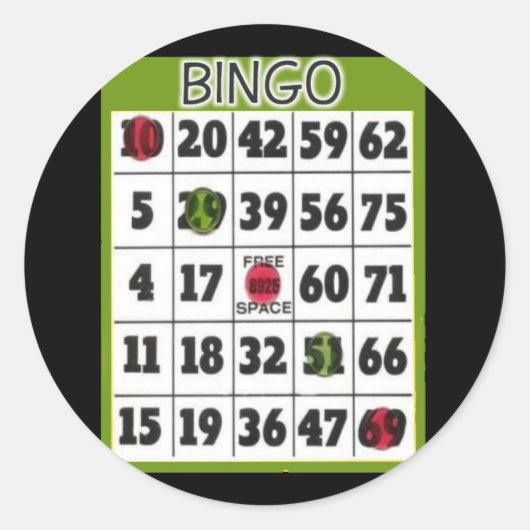 Bingo Card Ronde Sticker (Voorkant)