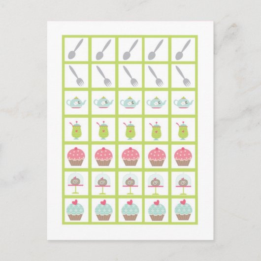 Bingo Cartes Markers Tea Party Pink Pastel Fleurs (Devant)