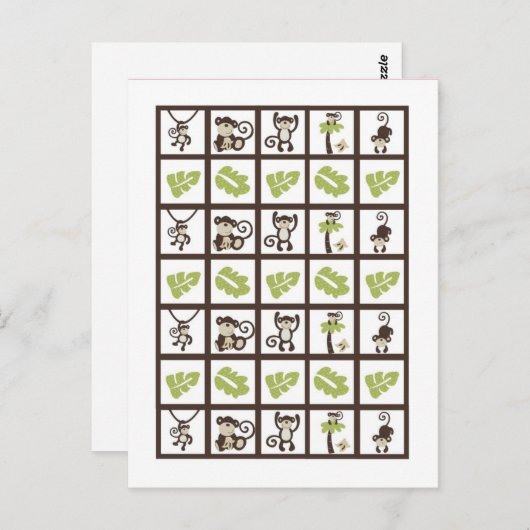 Bingo Cartes Marqueurs Monkey Heure Zoo Animal (Devant / Derrière)