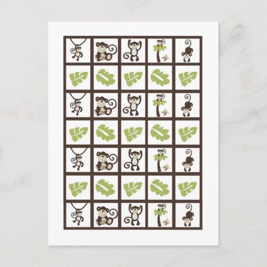 Bingo Cartes Marqueurs Monkey Heure Zoo Animal (Devant)