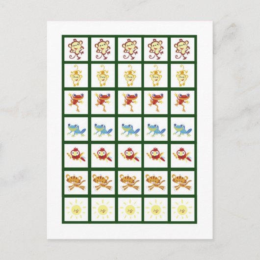 Bingo Cartes Marqueurs Pluie-Forêt Jungle Animal (Devant)