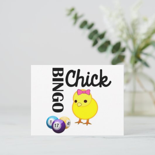 Bingo Chick Briefkaart (Staand voorkant)