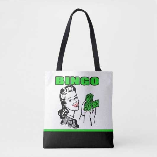 Bingo dame met geld Canvas tas (Voorkant)