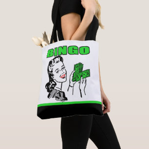 Bingo dame met geld Canvas tas