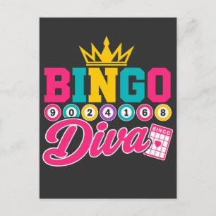 Bingo Diva T-shirt Schattige Geluks Koningin Kroon Briefkaart