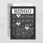 Bingo Enregistrer la date Carte postale noire et b (Devant / Derrière)