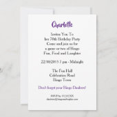 Bingo Fun Party Fun Coloré Invitation (Dos)