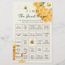 Bingo Game Little Bee Baby shower