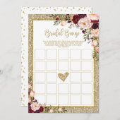 Bingo Gold Glitter Marsala Shower Game Kaart (Voorkant / Achterkant)