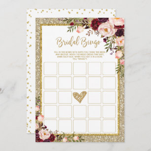 Bingo Gold Glitter Marsala Shower Game Kaart