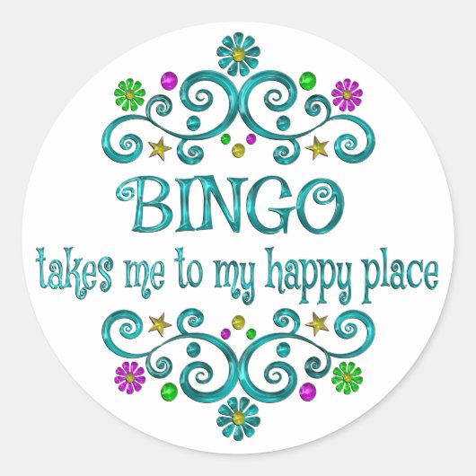 Bingo Happy Place Ronde Sticker (Voorkant)