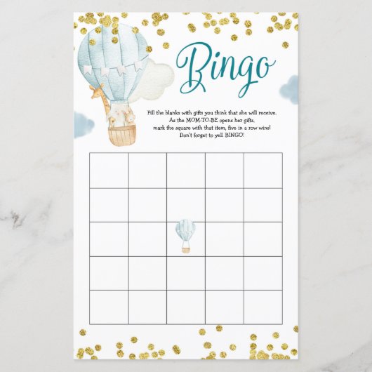 Bingo Hot Air Oerwoud Baby shower (Voorkant)