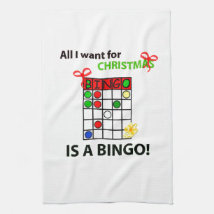 BINGO Ik wil een bingo voor Kerstmis. Theedoek