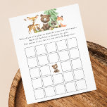 Bingo Jeu Animaux Baby shower Flye<br><div class="desc">Le jeu de bingo présente l'illustration d'animaux forestiers.</div>