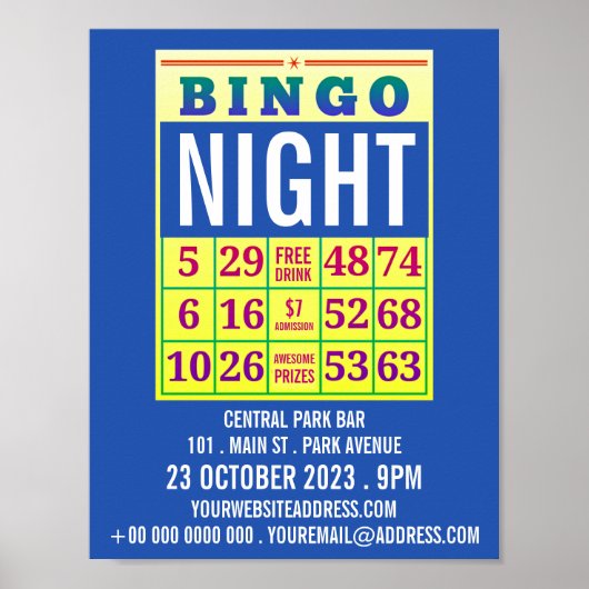 Bingo Kaart, Bingo Night Adverteren Poster (Voorkant)