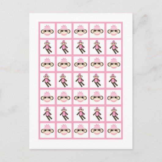 Bingo Kaart Markers Pink Sock Monkey (Voorkant)