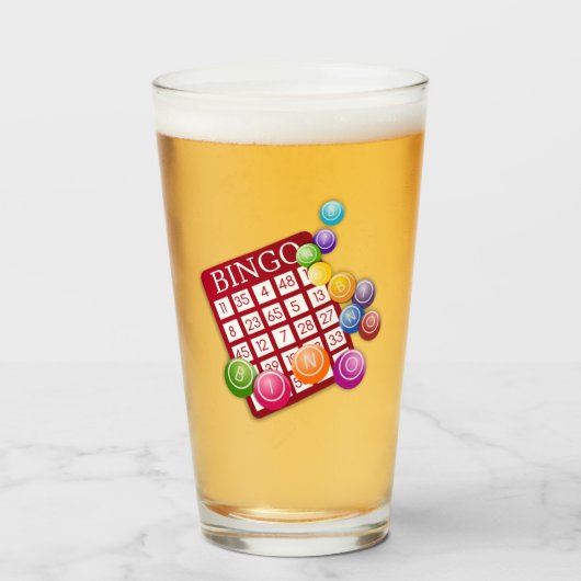 BINGO-Kaart met BINGO Balls Glas (Voorkant gevuld)