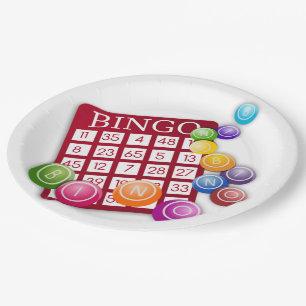 BINGO-Kaart met BINGO Balls Papieren Bordje