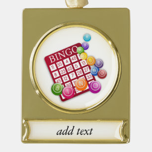 BINGO-Kaart met BINGO Balls Verguld Banner Ornament