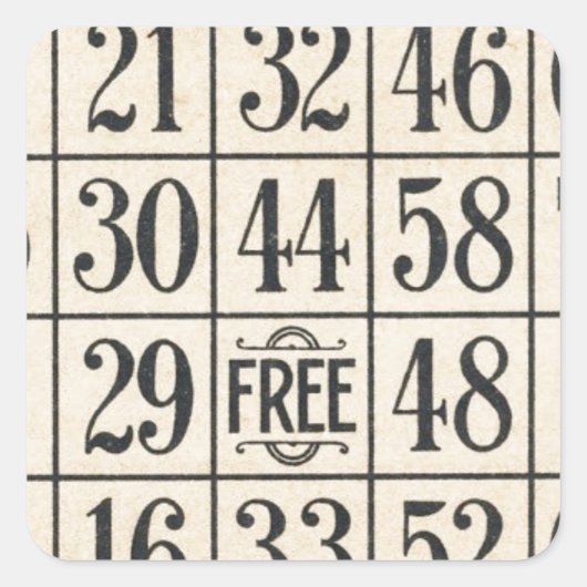  Bingo Kaart Vierkante Sticker (Voorkant)