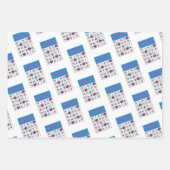 Bingo-Kaarten met roze en blauwe bloemen en chips Inpakpapier Vel (Voorkant)