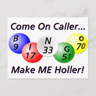 Bingo! Kom op Caller, maak me Holler. Briefkaart