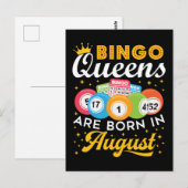 Bingo Koninginnen Zijn Geboren in August Verjaarda Briefkaart (Voorkant / Achterkant)
