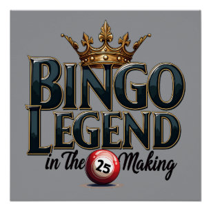 Bingo Legend gekroond in gouden Retro Typografie Perfect Poster