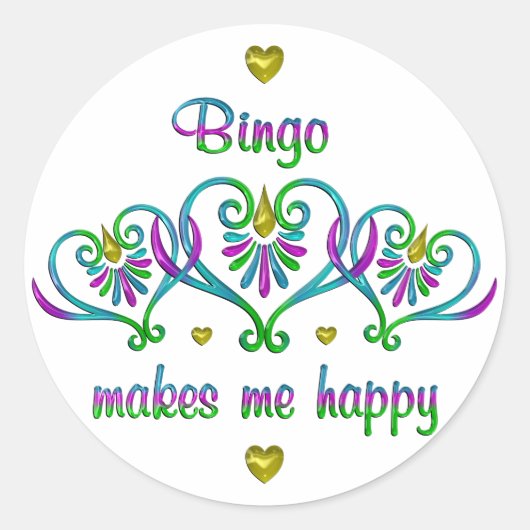 Bingo Makes Me Happy Ronde Sticker (Voorkant)