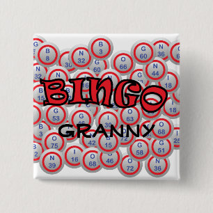 Bingo "Naam" over Bingo Balls Vierkante Button 5,1 Cm