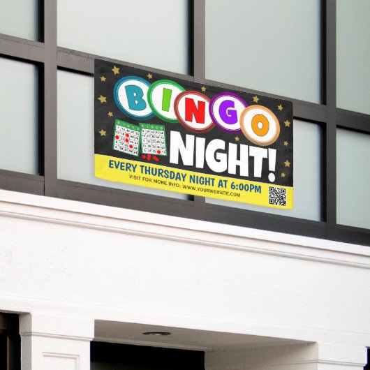 Bingo Nachtbanner met qr-code Spandoek (Buitenkant Gebouw)