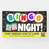 Bingo Nachtbanner met qr-code Spandoek (Horizontaal)